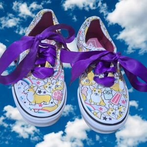Kids Colorful Corgi Sneakers with Purple Laces
